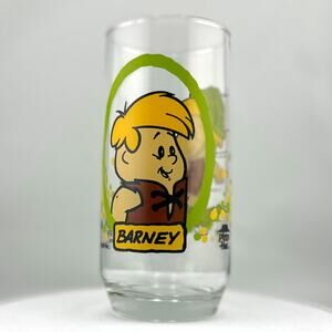 VINTAGE 1986 Flintstone Kids Pizza Hut Barney Rubble 6-inch Collectors Glass